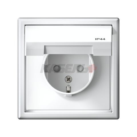 ARTGALLERY РОЗЕТКА с заз.со шт.с крышк, 16А, IP44, механизм, быстрозажим. клем., БЕЛЫЙ