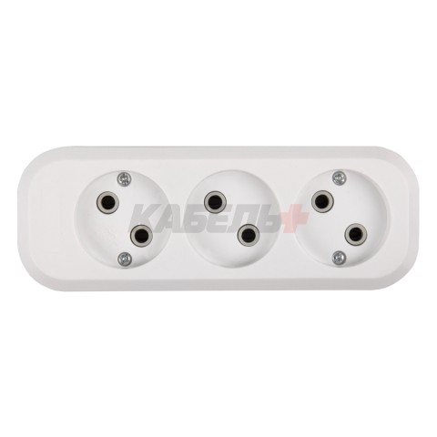 Розеточная колодка GSB-10-3-IP20 Easy, 10А, 3 места, без заземления, без выключателя, IP20.