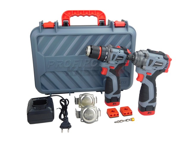 Аккумуляторный бесщеточный E0227 НАБОР 2в1 ProfiSet 2A16 (Li-ion 2шт, 2.0Ач, З/У, в кейсе, E0210, E0211)