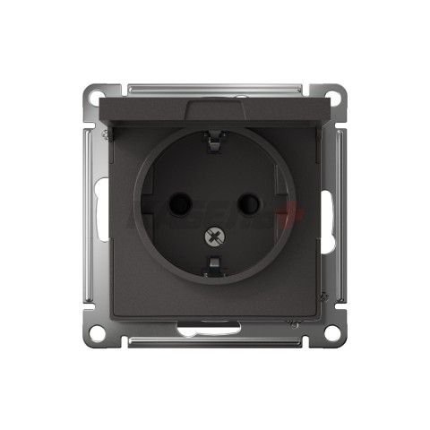 ATLASDESIGN РОЗЕТКА с заземлением со шторками с крышкой, 16А, IP20, механизм, БАЗАЛЬТ