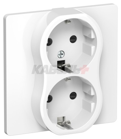 FLITE Розетка 2-местная с заземлением с защитными шторками безвинтовое крепление 16А РСш12-1-К-ФлБ белый IEK