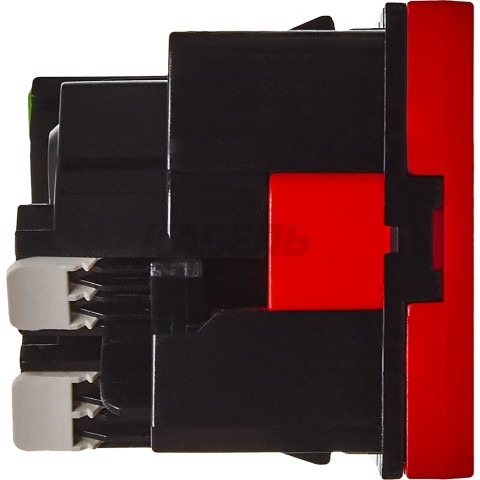 Розетка 45град с заземляющим контактом без защитной шторки и безвинтовым зажимом (2 модуля) красная