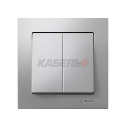 ATLASDESIGN 2-клавишный ВЫКЛЮЧАТЕЛЬ, сх.5, 10АХ, в сборе, быстрозажим. клем., АЛЮМИНИЙ