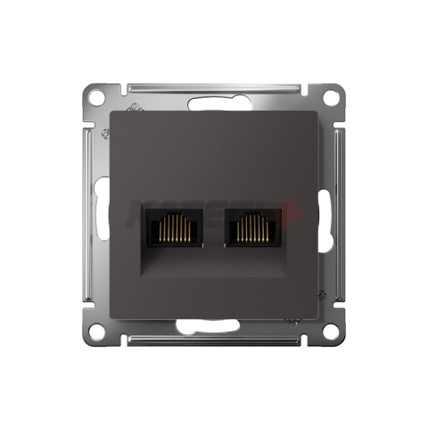 ATLASDESIGN РОЗЕТКА двойная компьютерная RJ45+RJ45 кат. 5e, механизм, БАЗАЛЬТ