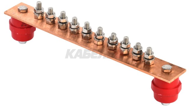 Шина заземляющая главная 360х40х4мм на 10 подключений медь IEK