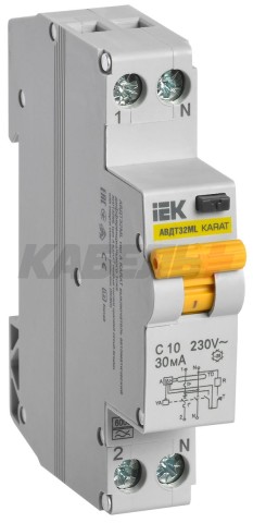 Выключатель автоматический дифференциального тока АВДТ32МL C10 30мА KARAT IEK