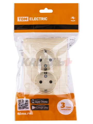 Розетка двойная 2П+З 16А 250В с защ. шт. сосна "Лама" TDM