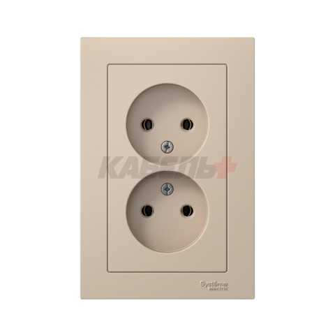 ATLASDESIGN РОЗЕТКА двойная без заземления, 16А, в сборе, ПЕСОЧНЫЙ