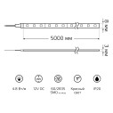 Лента Gauss LED Elementary 2835/60 12V 4.8W Красный 8mm IP20 5m (ZIP bag) 1/50