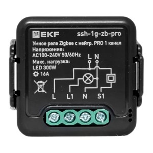 Умное реле в подрозетник 1-канальное с нейтралью 16А Zigbee EKF Connect Select PRO