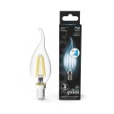 Лампа Gauss Filament Свеча на ветру 7W 580lm 4100К Е14 шаг. диммирование LED 1/10/50