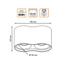 Светильник Gauss Overhead наклдвойной цилиндр 24W 1600lm 3000K 170-240V IP20 180*100мм белый LED 1/10