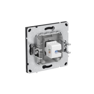 Компьютерная розетка RJ-45 без шторки, кат.5е одинарная, KANT, черный уголь DKC