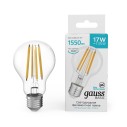 Лампа Gauss Basic Filament А60 17W 1550lm 4100К Е27 LED 1/10/40