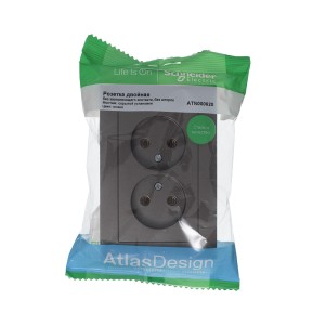 ATLASDESIGN РОЗЕТКА двойная без заземления, 16А, в сборе, МОККО