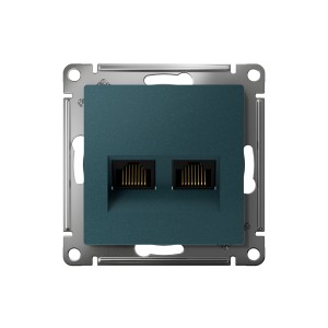 ATLASDESIGN РОЗЕТКА двойная компьютерная RJ45+RJ45 кат. 5e, механизм, ИЗУМРУД