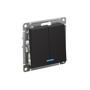 ATLASDESIGN 2-клавишный ВЫКЛЮЧАТЕЛЬ с подсветкой, сх.5а, 10АХ, механизм, КАРБОН