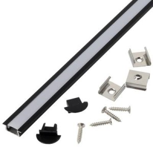 Профиль GAL-GLS-2000-7-22-B, ЧЁРНЫЙ (2м профиль+2м рассеиватель+2заглушки+4 скобы с шуруп.) ВРЕЗНОЙ