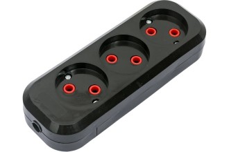 Колодка розеточная 3 гнезда 2П б/з 10А 250В черная серии "Народная"