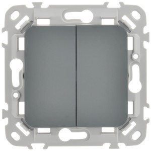 FLITE Выключатель 2-клавишный 10А ВС12-1-0-ФлМА мокрый асфальт IEK