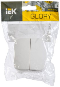 GLORY Выключатель 2-клавишный для открытой установки 10А ВС20-2-0-ХБ белый IEK