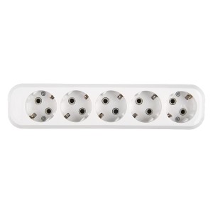 Розеточная колодка GSB-16-5-G-IP20 Classic, 16А, 5 мест, c/з, б/в, IP20