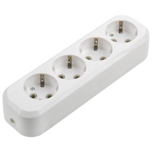 Розеточная колодка GSB-16-4-G-IP20 Easy, 16А, 4 места, с заземлением, без выключателя, IP20.