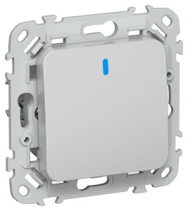 FLITE Выключатель 1-клавишный проходной с индикацией 10А ВС61-1-1-ФлА алюминий IEK