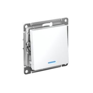 ATLASDESIGN 1-клавишный ВЫКЛЮЧАТЕЛЬ с подсветкой, сх.1а, 10АХ, мех., быстрозажим. клем., БЕЛЫЙ