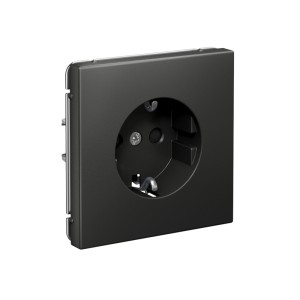 ARTGALLERY РОЗЕТКА с заземлением со шторками, 16А, механизм, быстрозажим. клем., БАЗАЛЬТ