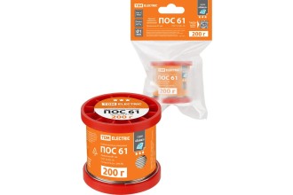 Припой ПОС 61, проволока, ГОСТ 21931-76, Ø1 мм, 200 г, катушка, инд. упак., "Алмаз" TDM