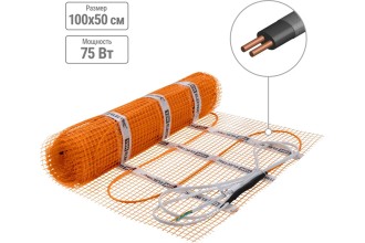 Мат нагревательный "Монтаж", двухжильный, 0,5 кв. м, 75 Вт, TDM
