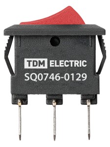 KCD11-102 250В AC/DC, 1P, 3А, (3с), ON-ON, черный корпус, красная клавиша, Micro TDM