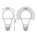 Лампа Gauss A60 11W 990lm 6500К E27 диммируемая LED 1/10/50