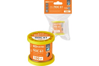 Припой ПОС 61, трубка с канифолью, ГОСТ 21931-76, Ø1 мм, 100 г, катушка, инд. упак., "Алмаз" TDM