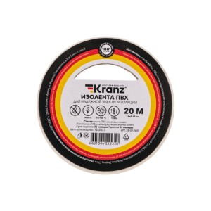 Изолента ПВХ 0,13х15мм, 20м, белая KRANZ.