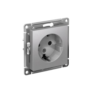 ATLASDESIGN РОЗЕТКА с заземлением со шторками, 16А, механизм, АЛЮМИНИЙ