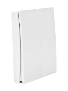 Выключатель беспроводной, накладной, двухклавишный, белый