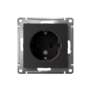 ATLASDESIGN РОЗЕТКА с заземлением со шторками, 16А, механизм, КАРБОН