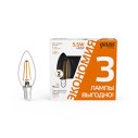 Лампа Gauss Basic Filament Свеча 5,5W 510lm 2700К Е14 LED (3 лампы в упаковке) 1/20