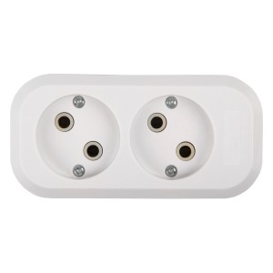 Розеточная колодка GSB-10-2-IP20 Easy, 10А, 2 места, без заземления, без выключателя, IP20.