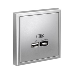 ARTGALLERY USB РОЗЕТКА A + тип-C 45Вт высокоскор.заряд. QC, PD, механизм, АЛЮМИНИЙ
