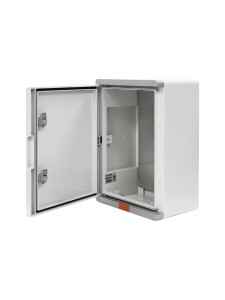 Пластиковый корпус 400х300х170 (ВхШхГ) серая дверь, с монтажной платой, Design Pro Series IP67