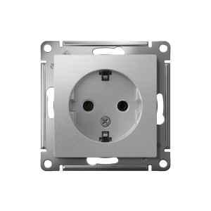 ATLASDESIGN РОЗЕТКА с заземлением без шторок, 16А, механизм, АЛЮМИНИЙ