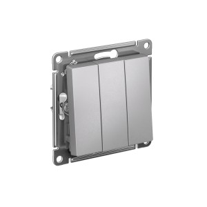 ATLASDESIGN 3-клавишный ВЫКЛЮЧАТЕЛЬ, сх.1+1+1, 10АХ, механизм, АЛЮМИНИЙ