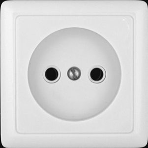 ХИТ О/У РОЗЕТКА без заземления без шторок, ИЗОЛ.ПЛ., 10А, 250В, БЕЛЫЙ