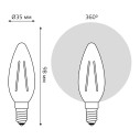 Лампа Gauss Basic Filament Свеча 3,8W 350lm 2400К Е14 golden LED