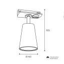 Трековый светильник WOLTA WTL-GU10/11W IP20 под лампу GU10 Белый CONO D60x155