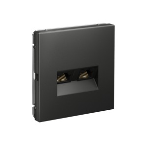 ARTGALLERY РОЗЕТКА двойная компьютерная RJ45+RJ45, кат.6А, механизм, БАЗАЛЬТ