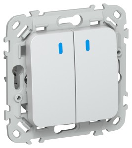 FLITE Выключатель 2-клавишный кнопочный с индикацией 10А ВС12-2-1-ФлЖ жемчуг IEK